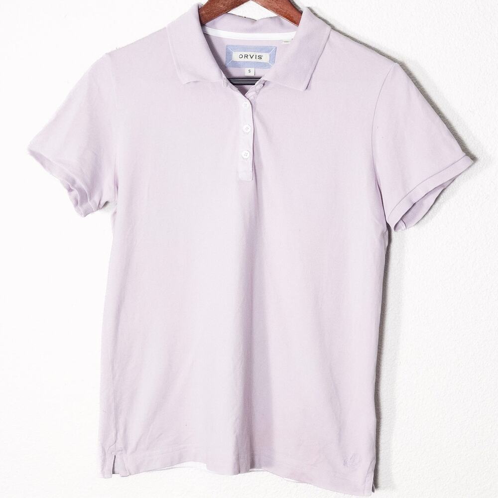 Orvis Men’s Small Lavender Cotton Polo Shirt Coastal Preppy Classic
